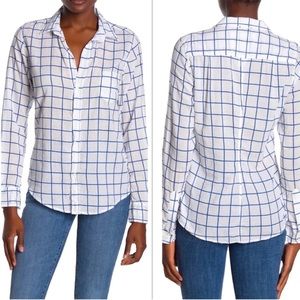 Frank & Eileen Barry Button Down Shirt Blue White Grid Plaid Size Medium
